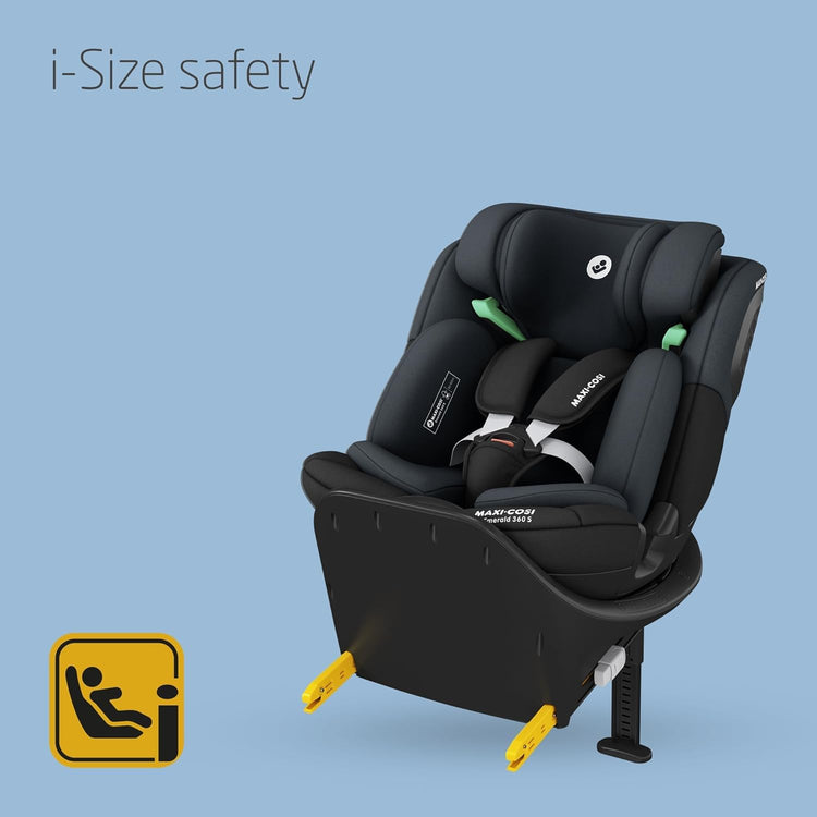 360° Rotating i-Size Child Car Seat with ISOFIX, 4 Recline Positions & Side Protection - Black