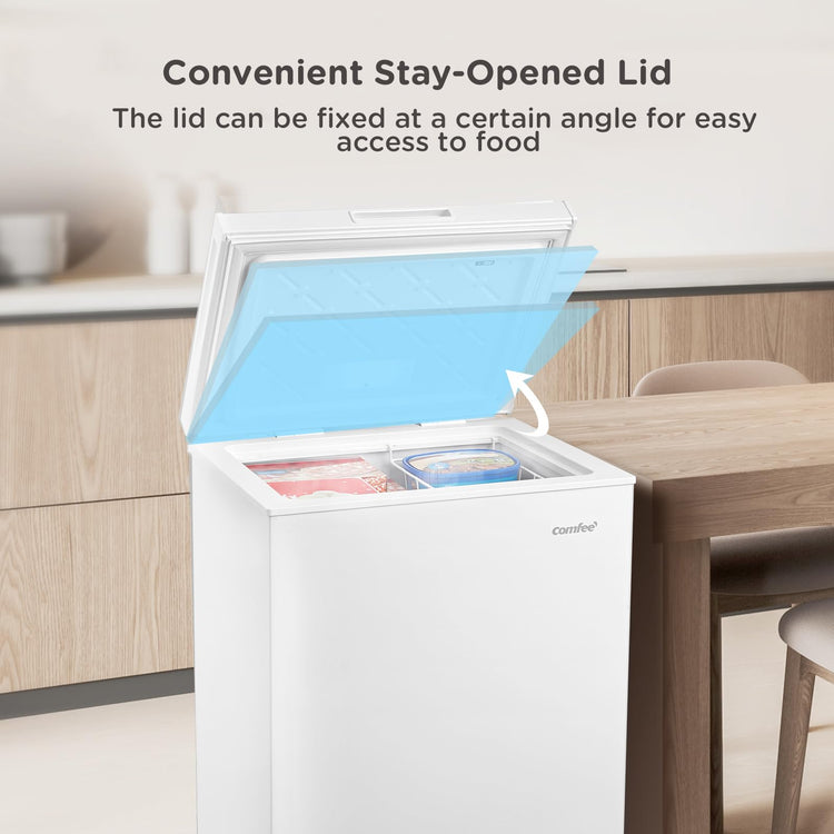 COMFEE' RCC102WH2UK(E) 99L Freestanding Chest Freezer, with Freezing and Refrigeration Conversion