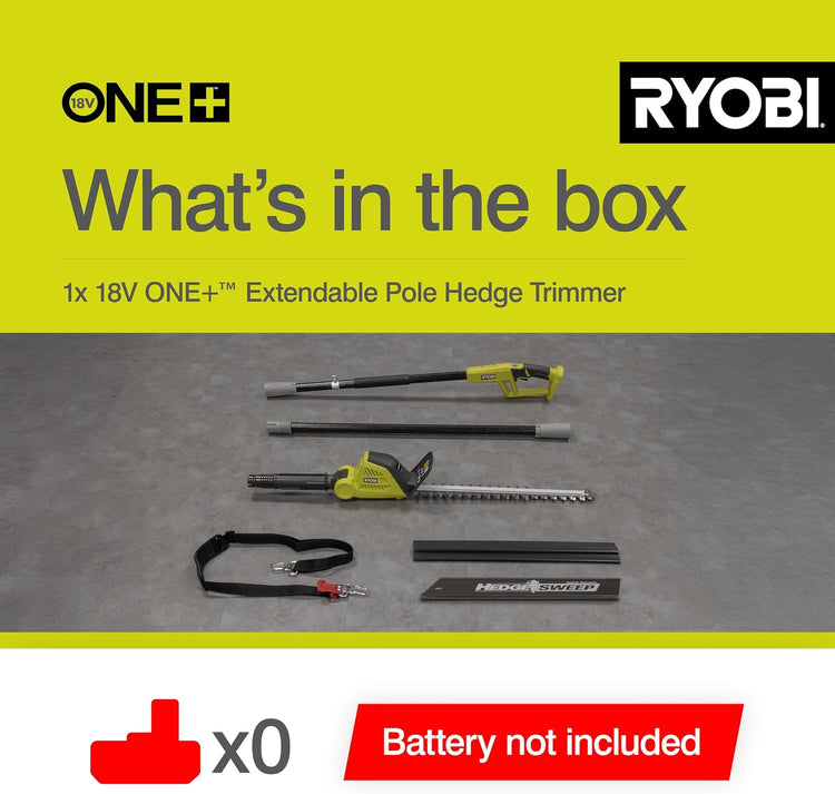 RYOBI OPT1845 18V ONE+ Cordless Pole Hedge Trimmer, 45cm Blade, Battery Not Included