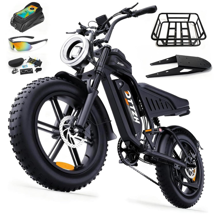 High Power 60V 30Ah Fat Tyre E-Bike, 2500W Brushless Motor, Removable Battery, Full Suspension & Hydraulic Brakes
