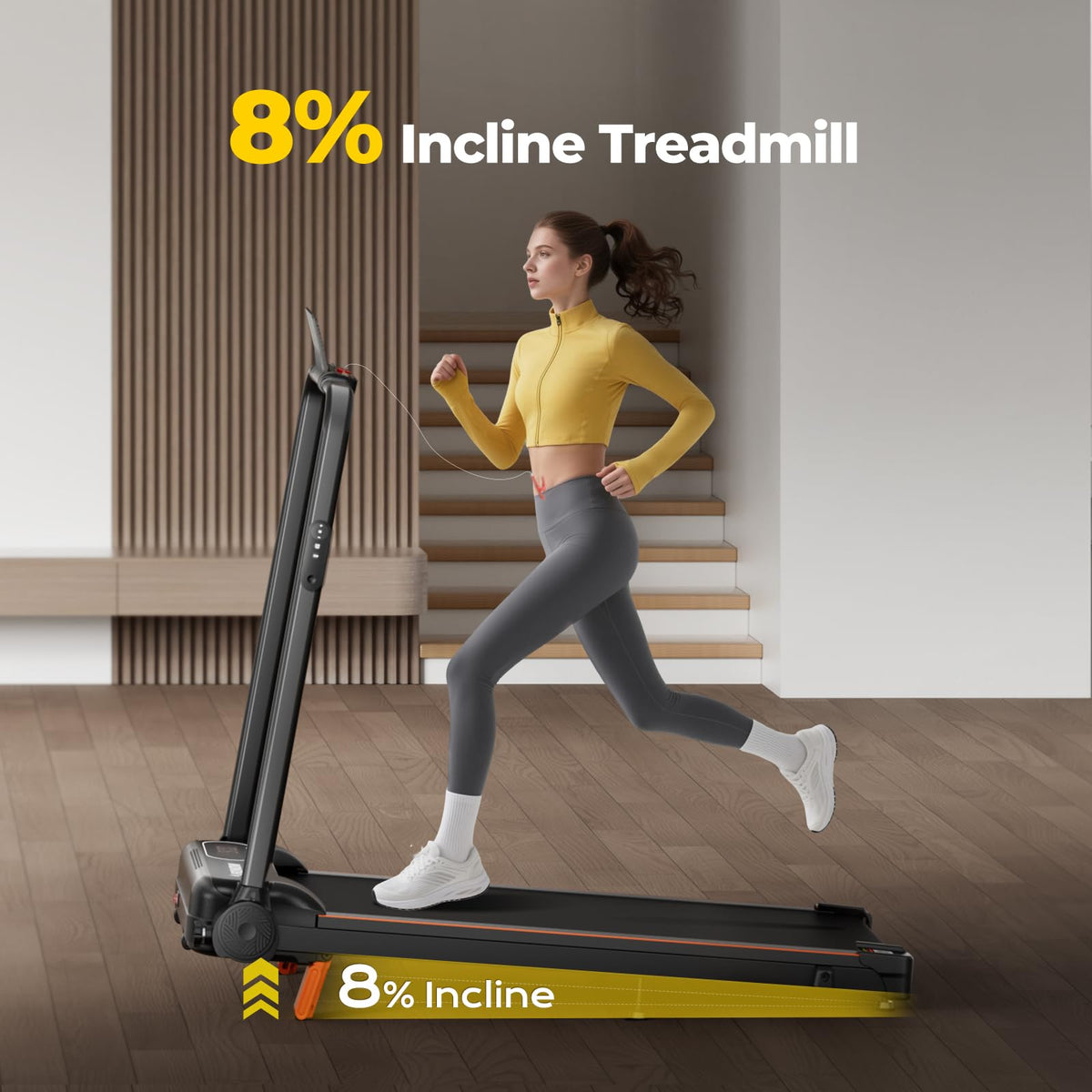 2-in-1 Foldable Treadmill with 8% Incline and 3.0 HP Motor