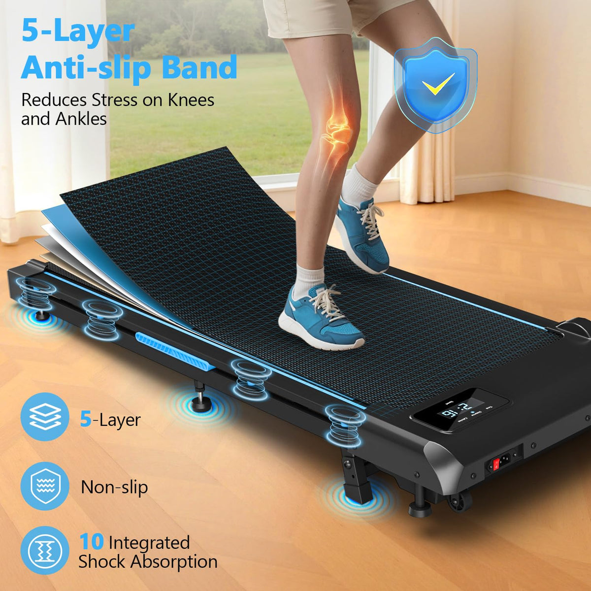 4-in-1 Walking Pad with 9% Incline and 12 HIIT Programs