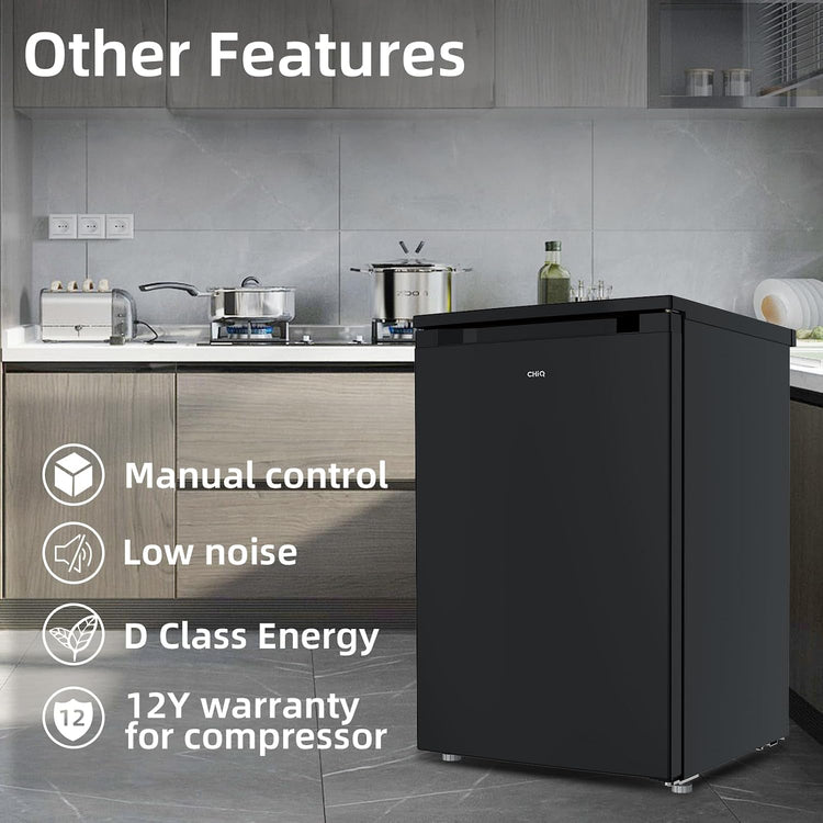 Upright Freezer 90L Reversible Door Adjustable Thermostat Black