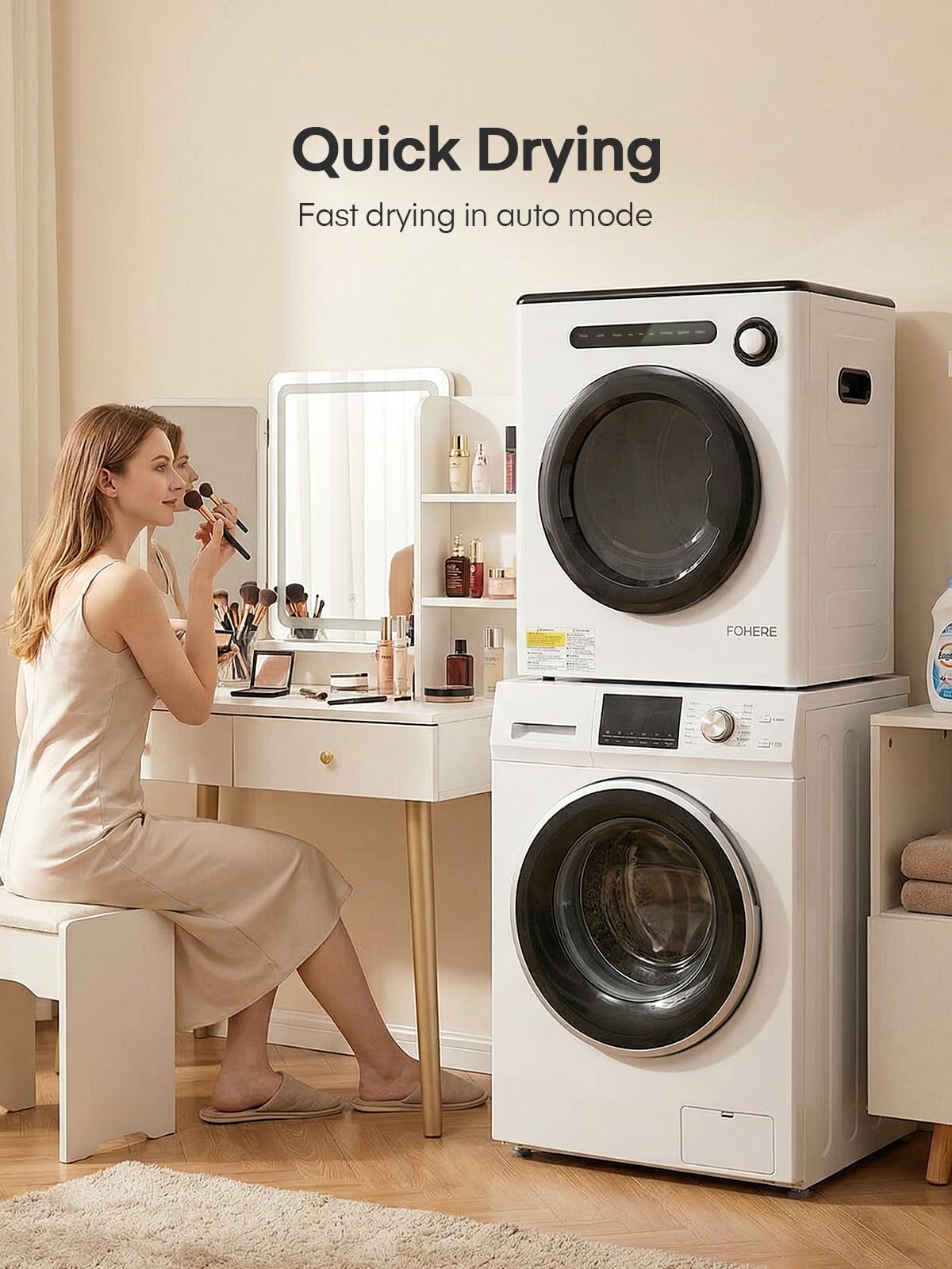 4kg Compact Vented Tumble Dryer with 5 Drying Modes, Sensor Dry & Timer - White