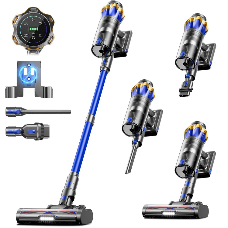 Cordless Vacuum Cleaner, Upgraded 650W 55KPA 70Mins Cordless Stick Vacuum Cleaner with Self-Standing and Touch Screen, Anti-tangle Wireless Vacuum, Vacuum Cleaners for Home/Pet Hair/Carpets/Floors