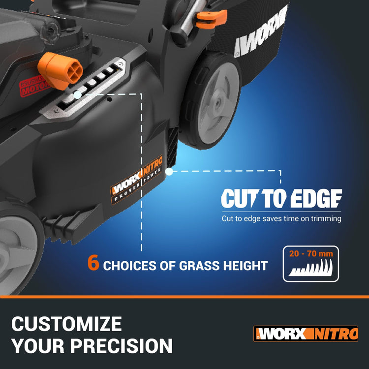 40V Brushless Cordless Lawn Mower with 37cm Cutting Width, 2 Batteries & Charger