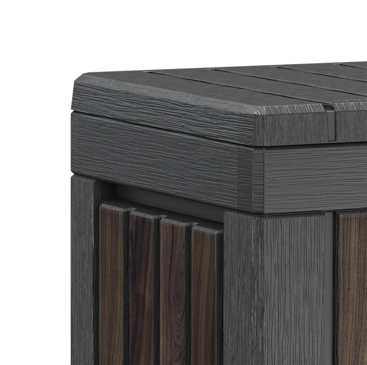 190L Outdoor Garden Storage Box with Wood-Effect Finish, Lockable Lid & Seating - Rosewood