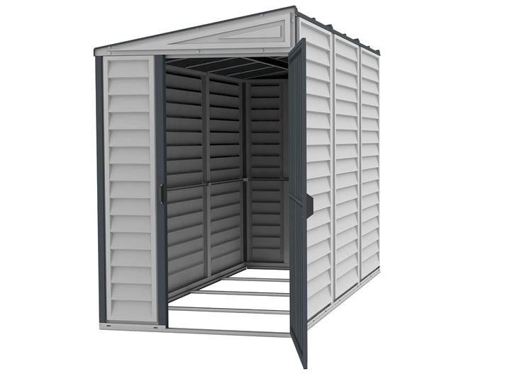 SideMate PLUS 4 x 8 Plastic Garden Shed 2.95 m² with Metal Foundation Kit Dark Grey