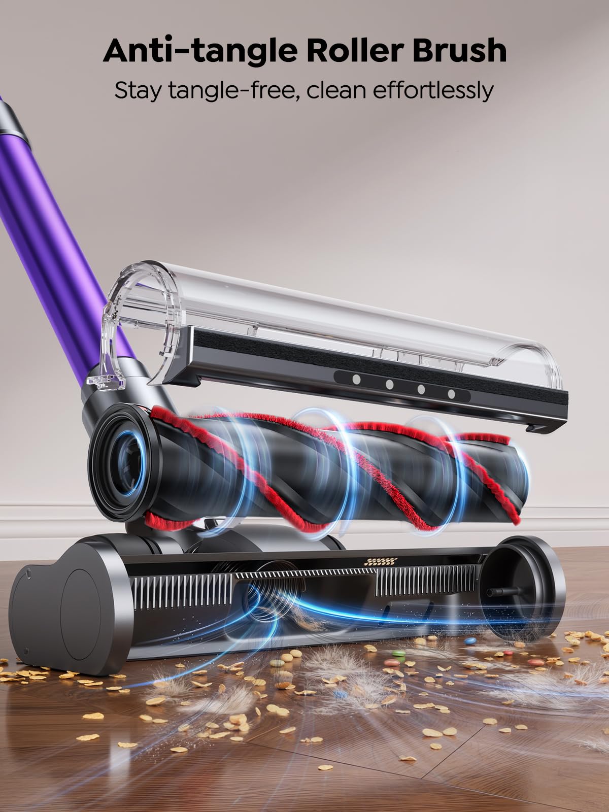 SMOTURE Cordless Vacuum Cleaner,55KPa Powerful Stick Vacuum Cleaner with 650W Motor,70 Min Runtime,Auto Mode,Detachable Battery,LED Touch Screen,Vacuum Cleaner for Pet Hair,Carpet,Hard Floor,Stair&Car