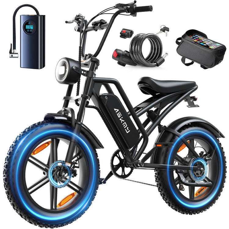 Electric Mountain Bike with 20-Inch Fat Tyres, 48V 15Ah Battery, 1500W Peak Motor, Dual Suspension