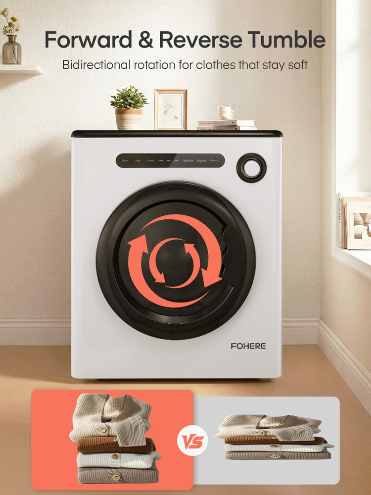 4kg Compact Vented Tumble Dryer with 5 Drying Modes, Sensor Dry & Timer - White