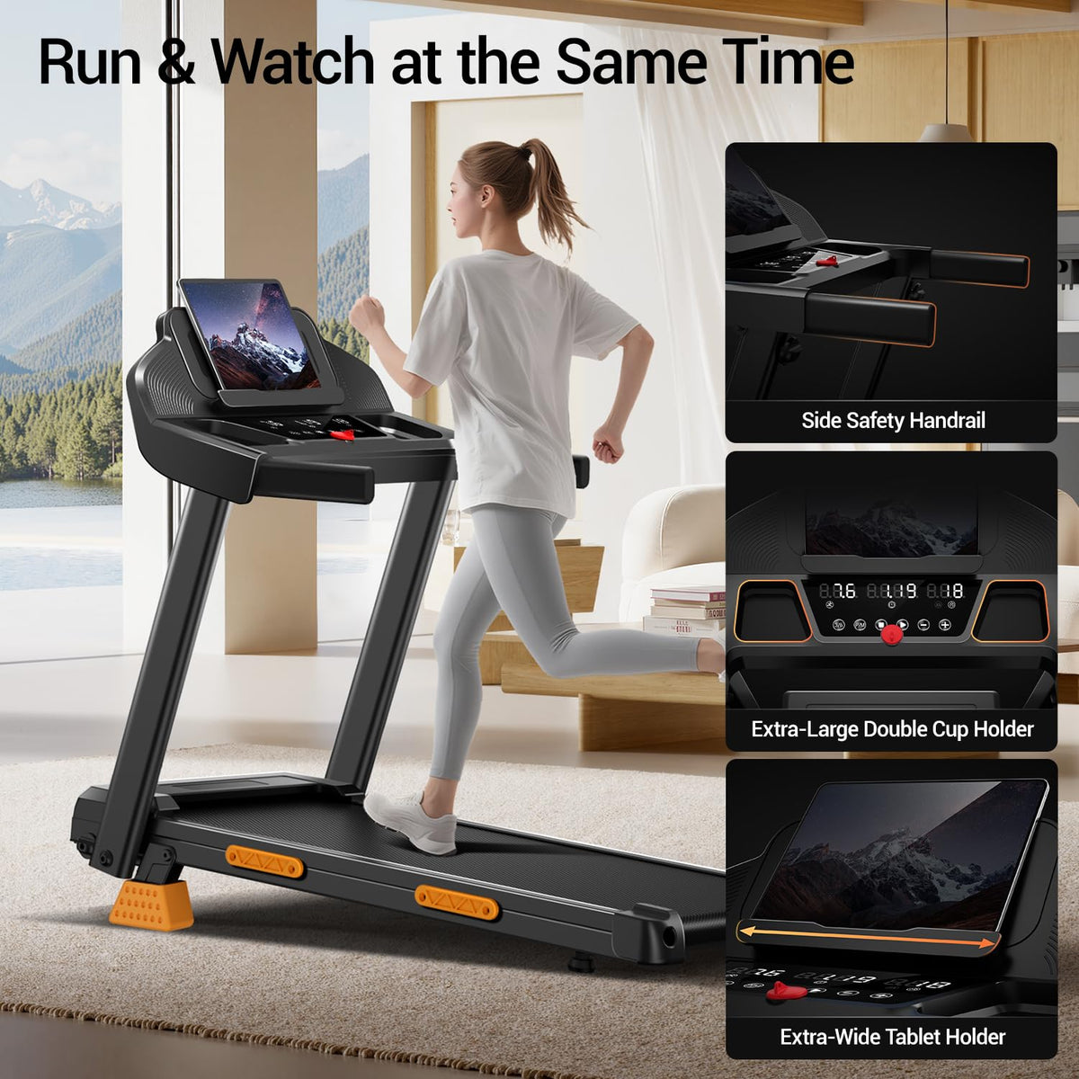 Foldable Treadmill with 15% Incline and 12 km/h Maximum Speed