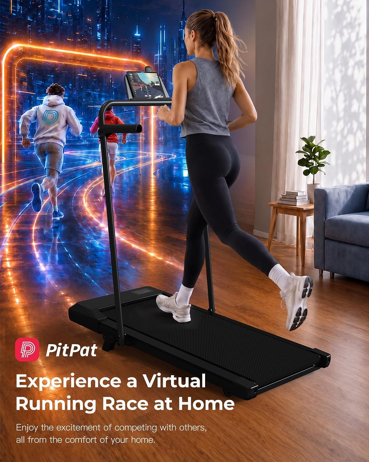 2.5HP Foldable Walking Pad Treadmill with 7% Incline, Handrail & App Control