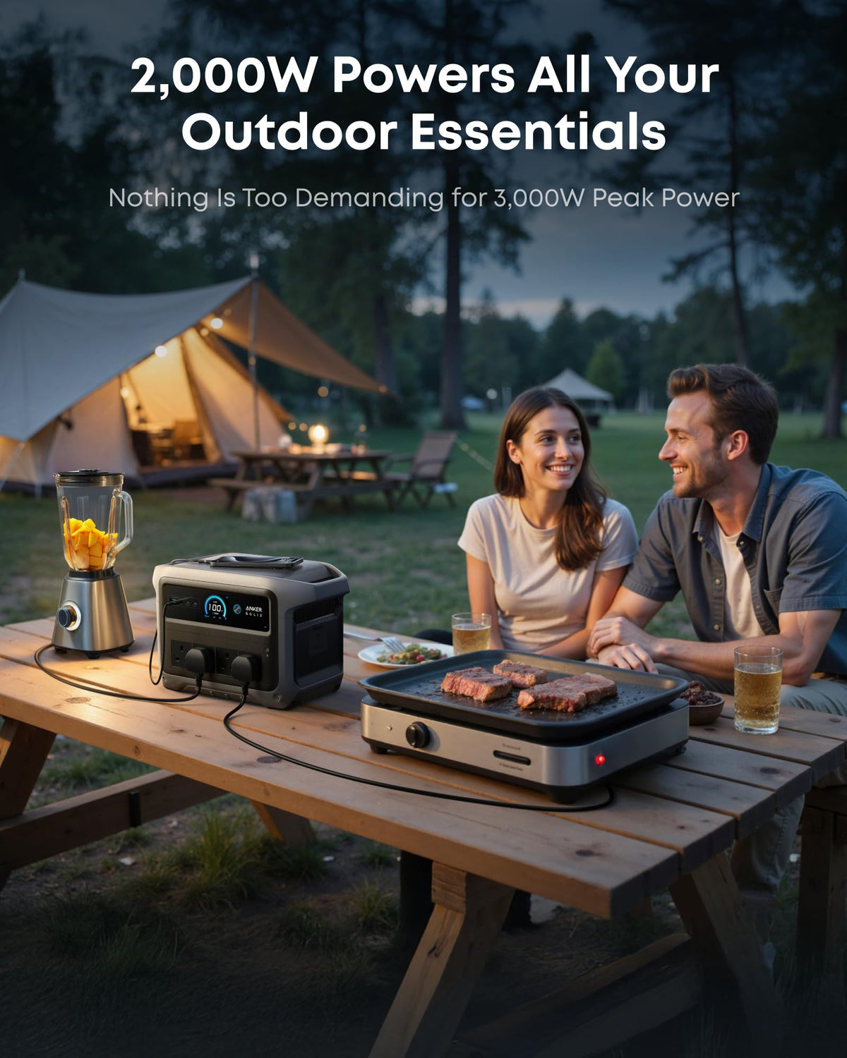1024Wh Portable Power Station with 2000W Output, Fast Charging & UPS Backup