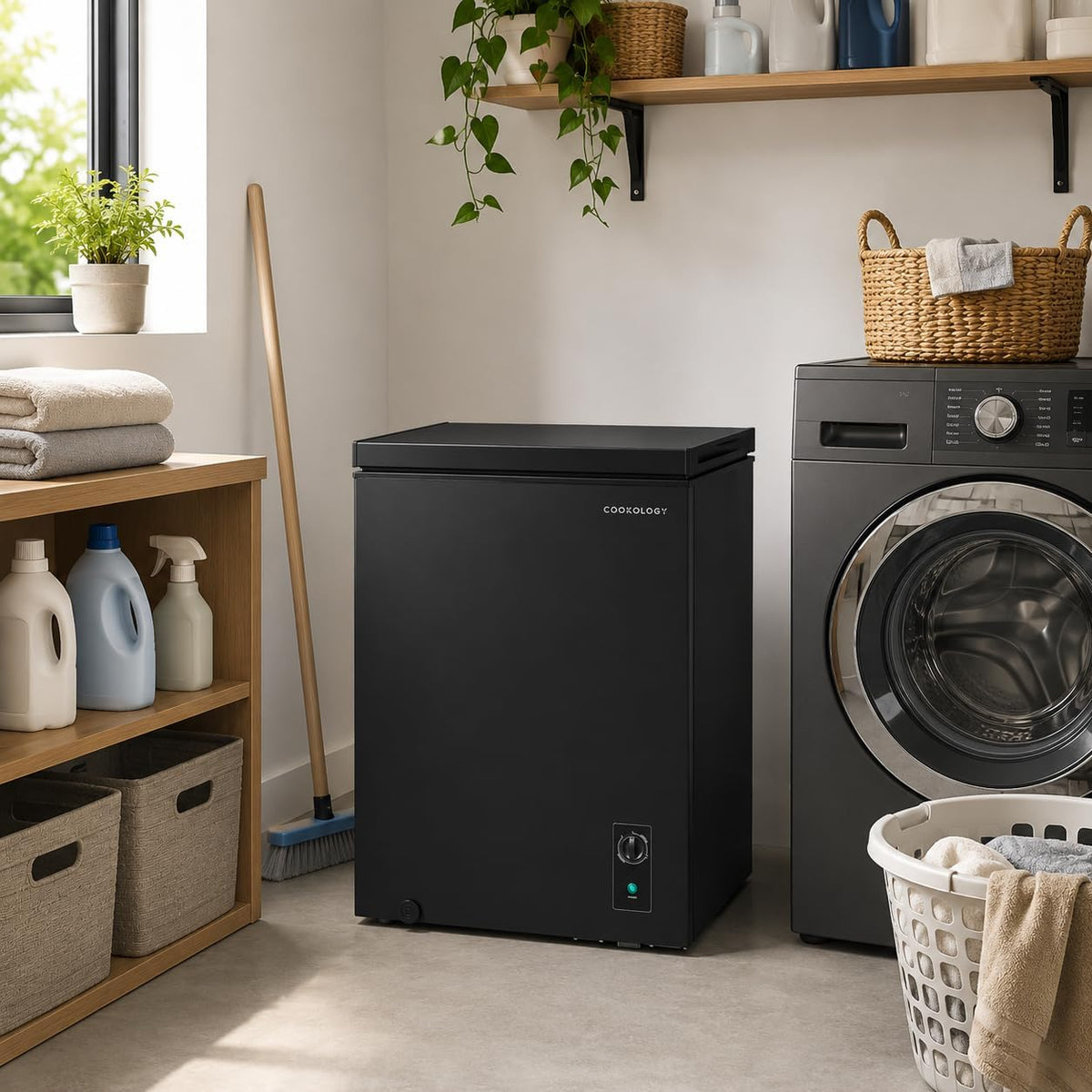 Cookology 99L Chest Freezer CCFZ99BK – Switches to Fridge Mode, Quiet 41dB, Garage Safe, Removable Basket, Black