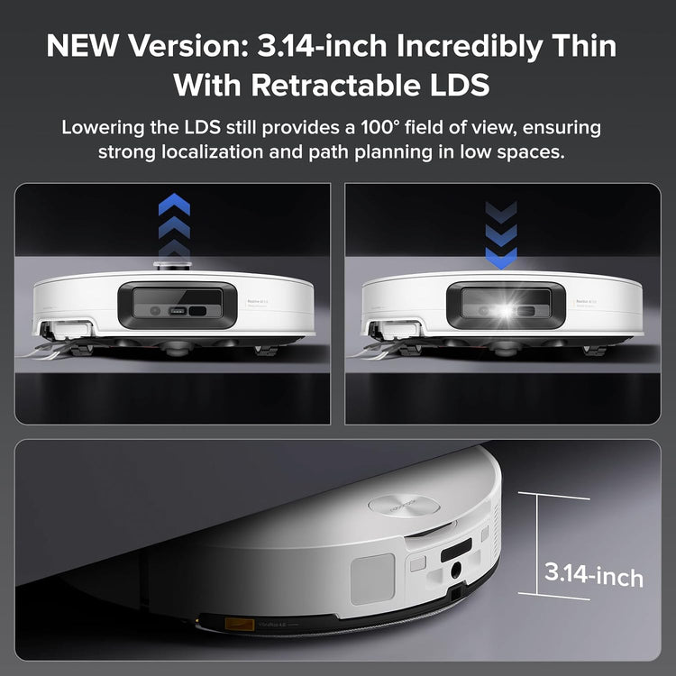 Robot Vacuum Cleaner 22,000 Pa 3.14-Inch Ultra Slim Zero-Tangling AI 3.0 Obstacle Avoidance White