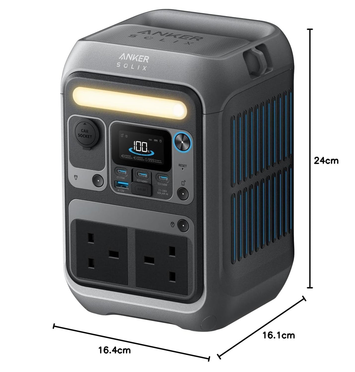 Anker SOLIX C300 Portable Power Station, Outdoor 288Wh LiFePO4 Battery, 300W (600W Surge) Solar Generator, 140W Two-Way Fast Charging, For Camping