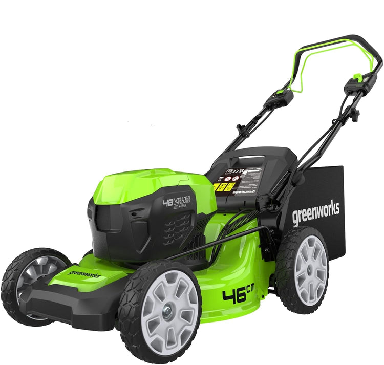 48V Cordless Self-Propelled Lawn Mower with 46cm Cutting Width, 55L Grass Bag, 2 x 4Ah Batteries