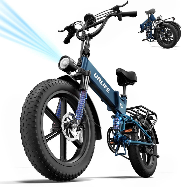 20 inch Folding Fat Tyre Electric Bike, 48V 13Ah Removable Battery, Full Suspension, 7-Speed