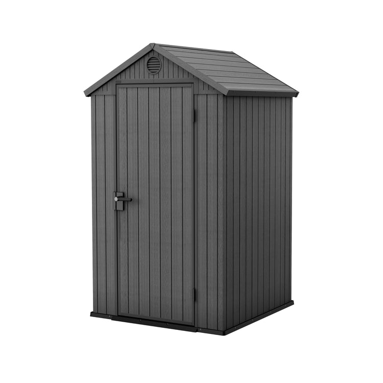 4x4 Wood-Effect Resin Garden Storage Shed with Floor, Window & Ventilation