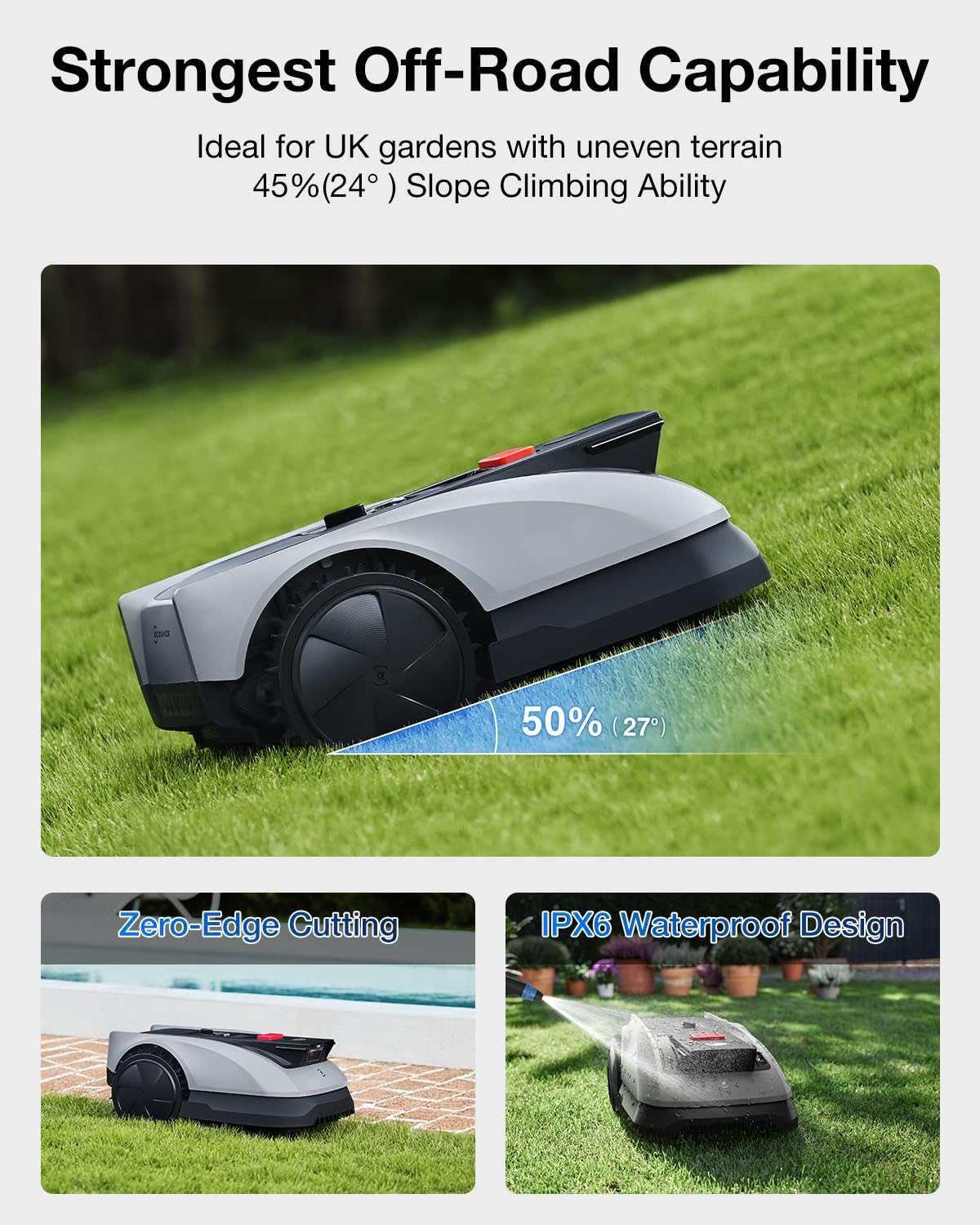 ECOVACS GOAT O600 RTK Robot Lawn Mower,Wire-Free TrueMapping 2.0 RTK Navigation,AIVI AI Obstacle Avoidance,19cm Cutting Width Robot Lawnmower for