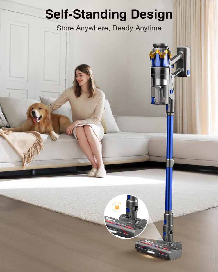 Bulelink 600W 50kPa 70Mins Cordless Vacuum Cleaner, 1.8L Self-Standing Anti-Tangle Vacuum cleaners for Home with OLED Touch Screen, Wall-Mounted Charging, for Pet Carpet Car Hardwood Floor