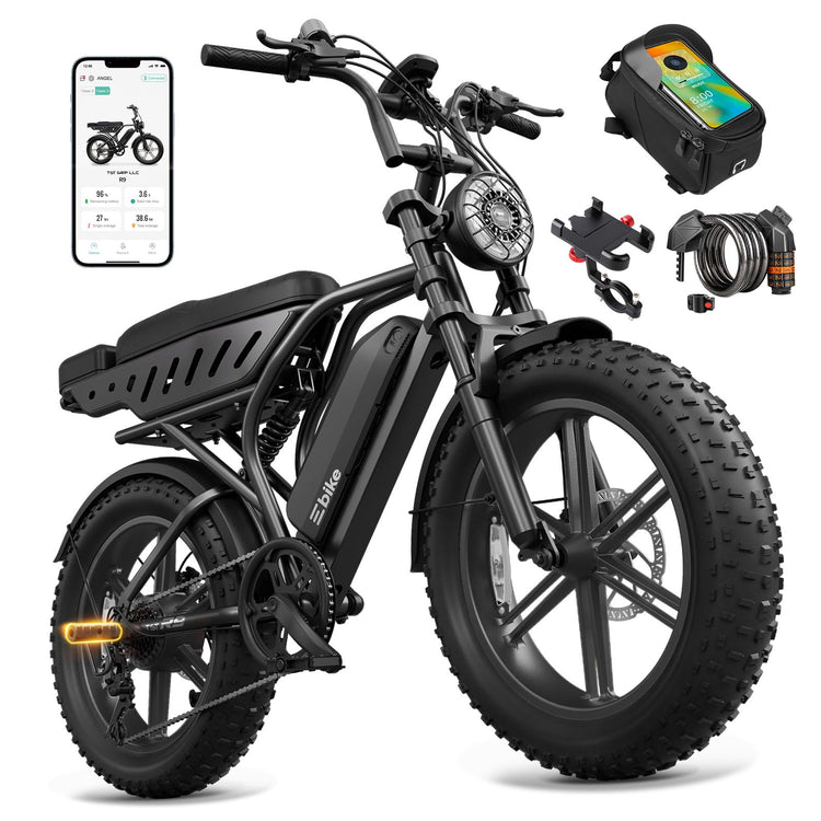 Long Range Fat Tyre E-Bike for Adults, 48V 15Ah Removable Battery, 1500W Peak Brushless Motor, Dual Suspension