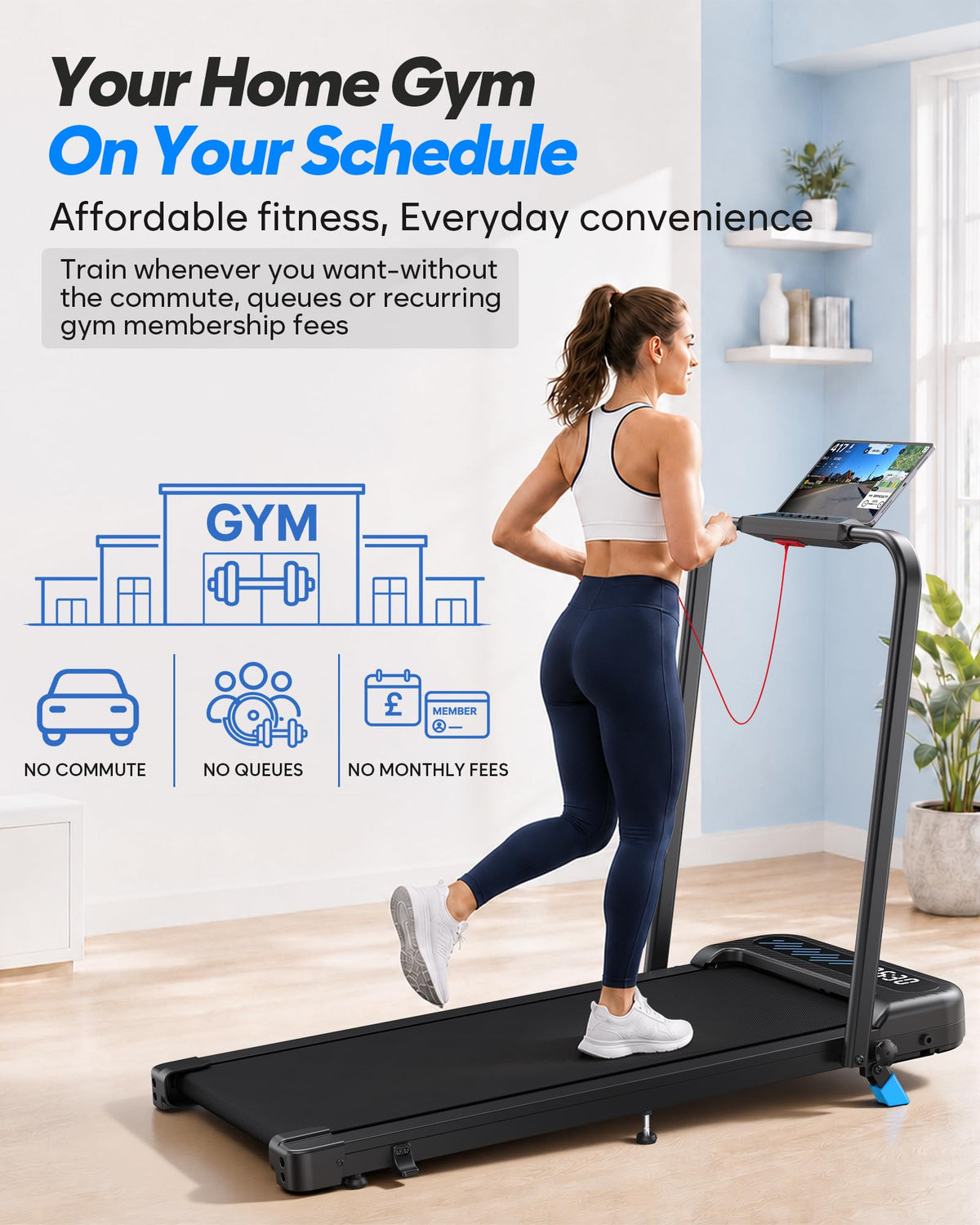 6-in-1 Foldable Treadmill with 10% Incline and Walking Pad Mode