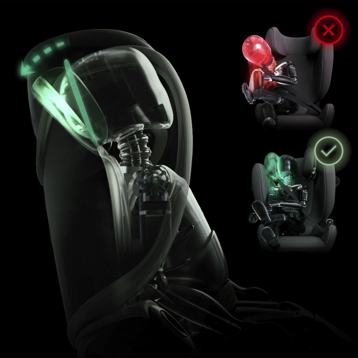 Foldable i-Size Child Car Seat with ISOFIX, Adjustable Headrest & Side Protection - Black