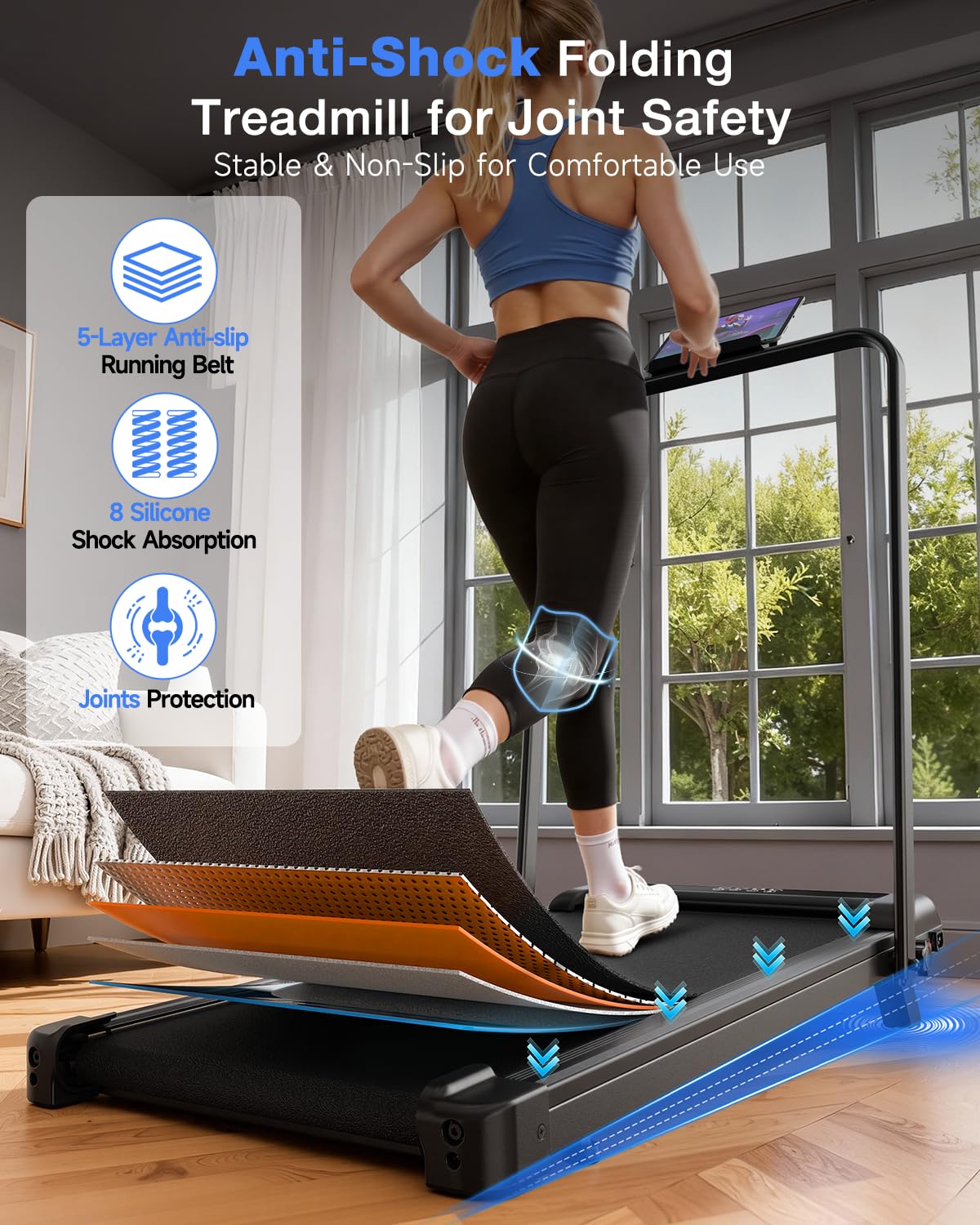 Foldable Walking Pad with 8% Incline and 3.0 HP Motor
