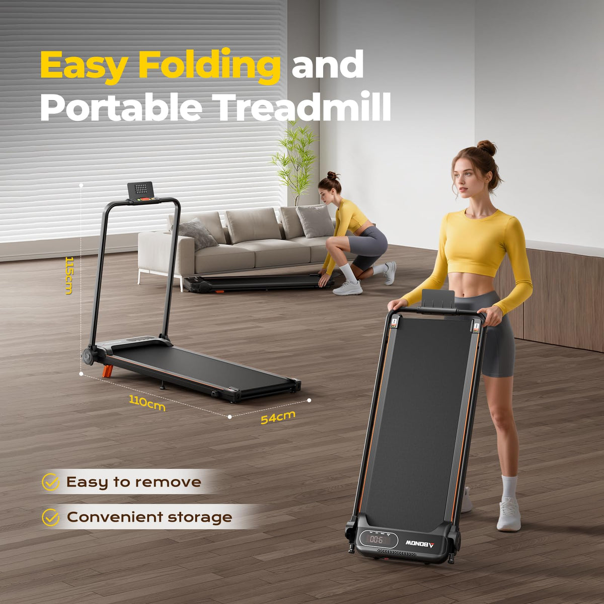 2-in-1 Foldable Treadmill with 8% Incline and 3.0 HP Motor