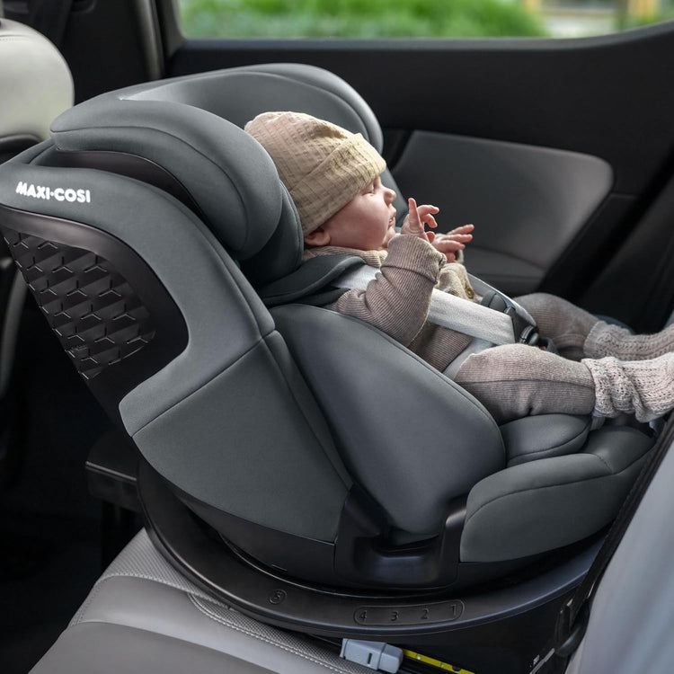 360° Rotating i-Size Child Car Seat with ISOFIX, 4 Recline Positions & Side Protection - Black