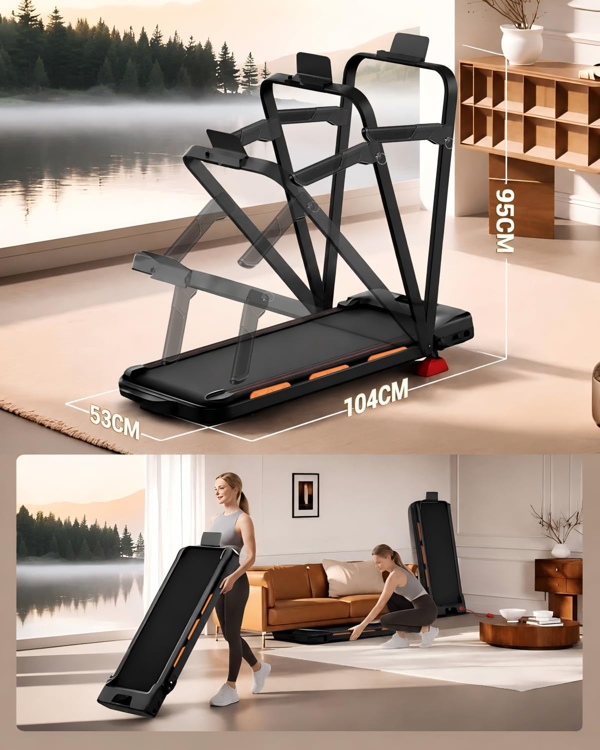 Foldable Walking Pad Treadmill with 15% Incline, 3.0HP Motor & Handle