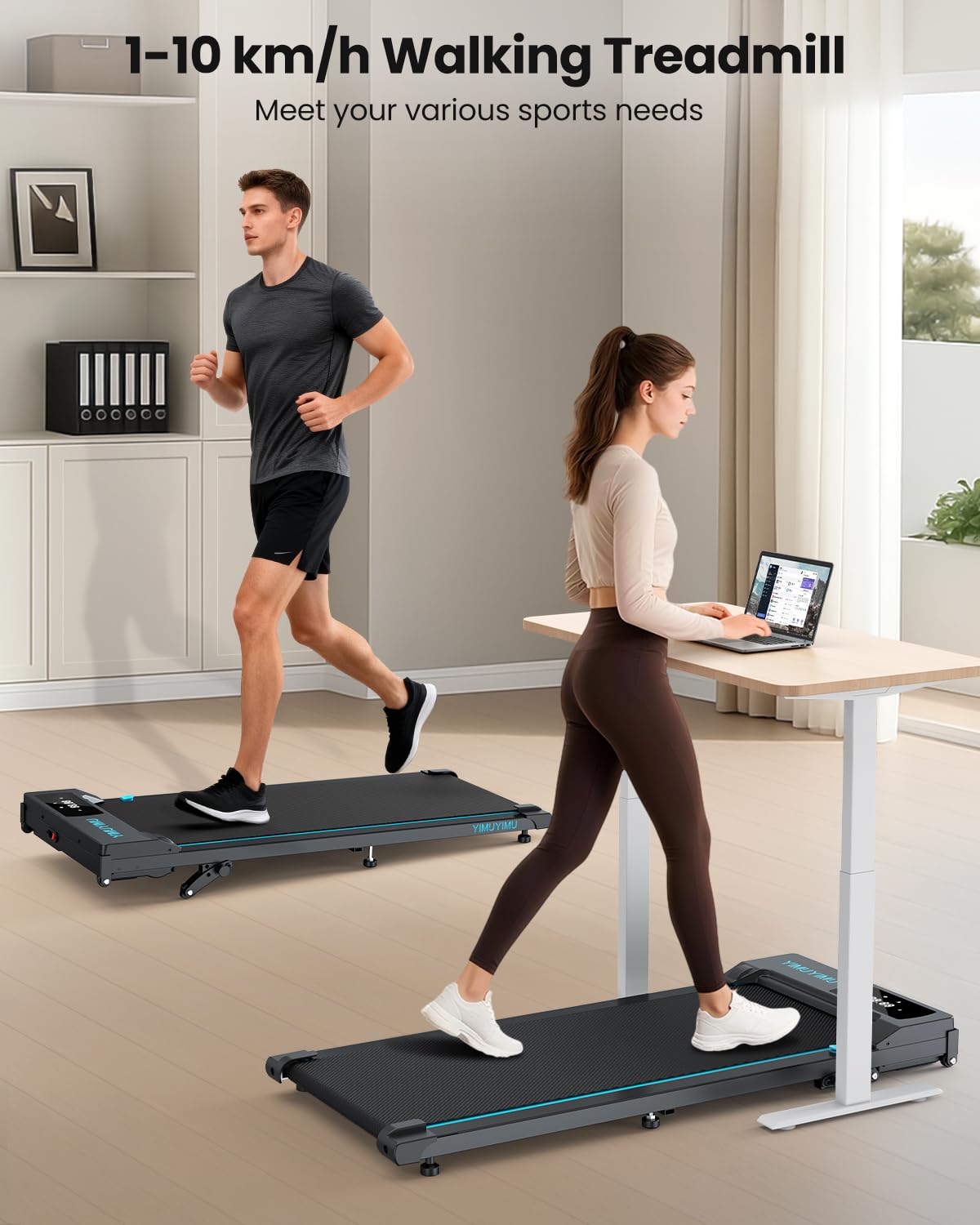 Portable Walking Pad with 8% Incline, App Control and 10 km/h Speed