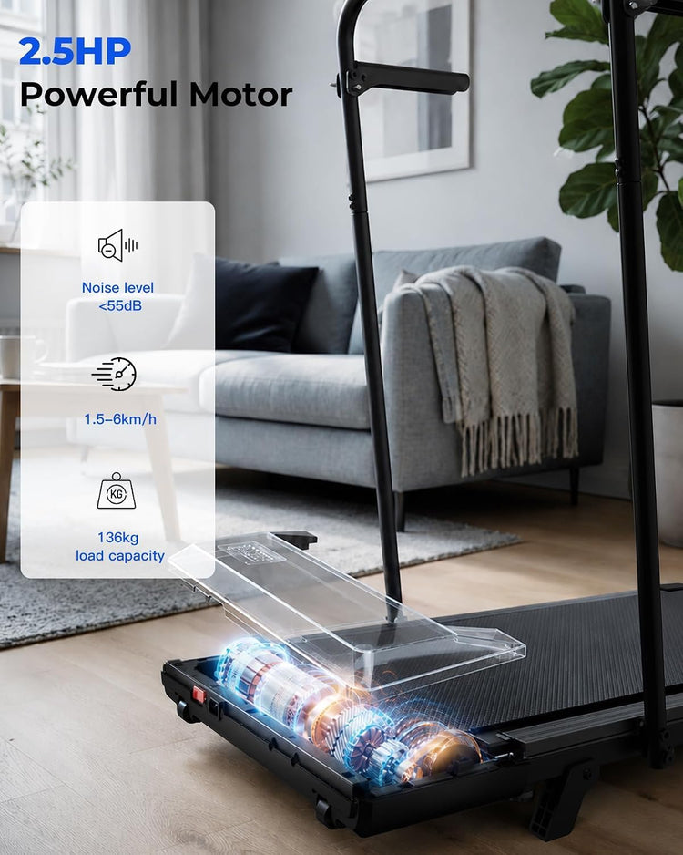 2.5HP Foldable Walking Pad Treadmill with 7% Incline, Handrail & App Control