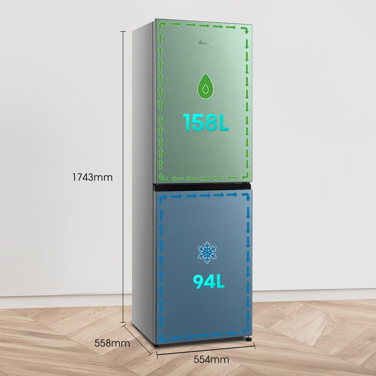 Freestanding Fridge Freezer 252L Silver