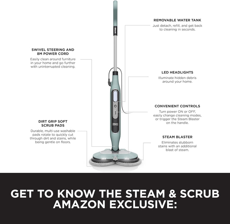 Shark Automatic Steam Mop, 8m Cord, White & Grey S8201UK