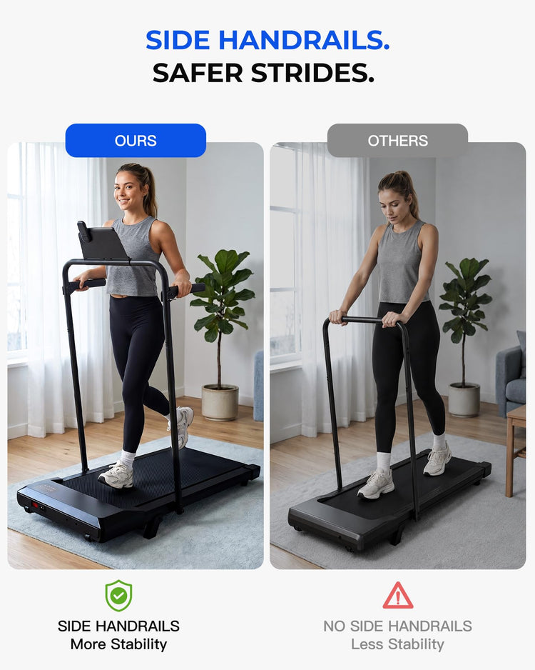 2.5HP Foldable Walking Pad Treadmill with 7% Incline, Handrail & App Control