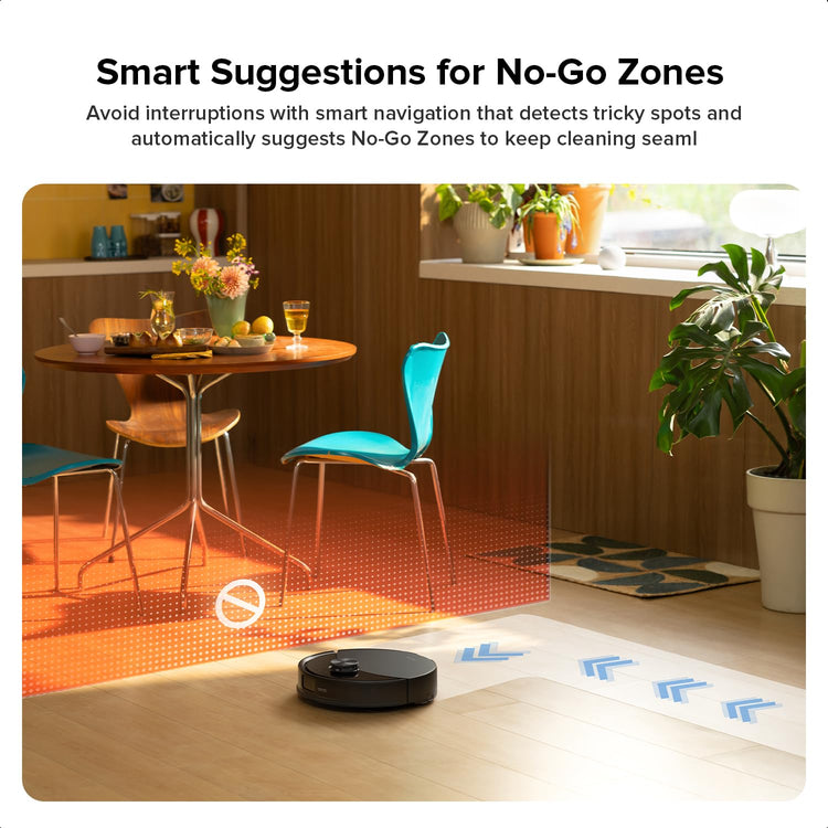 Robot Vacuum Cleaner with Mop 10,000 Pa Suction Dual Anti-Tangle Brushes Black