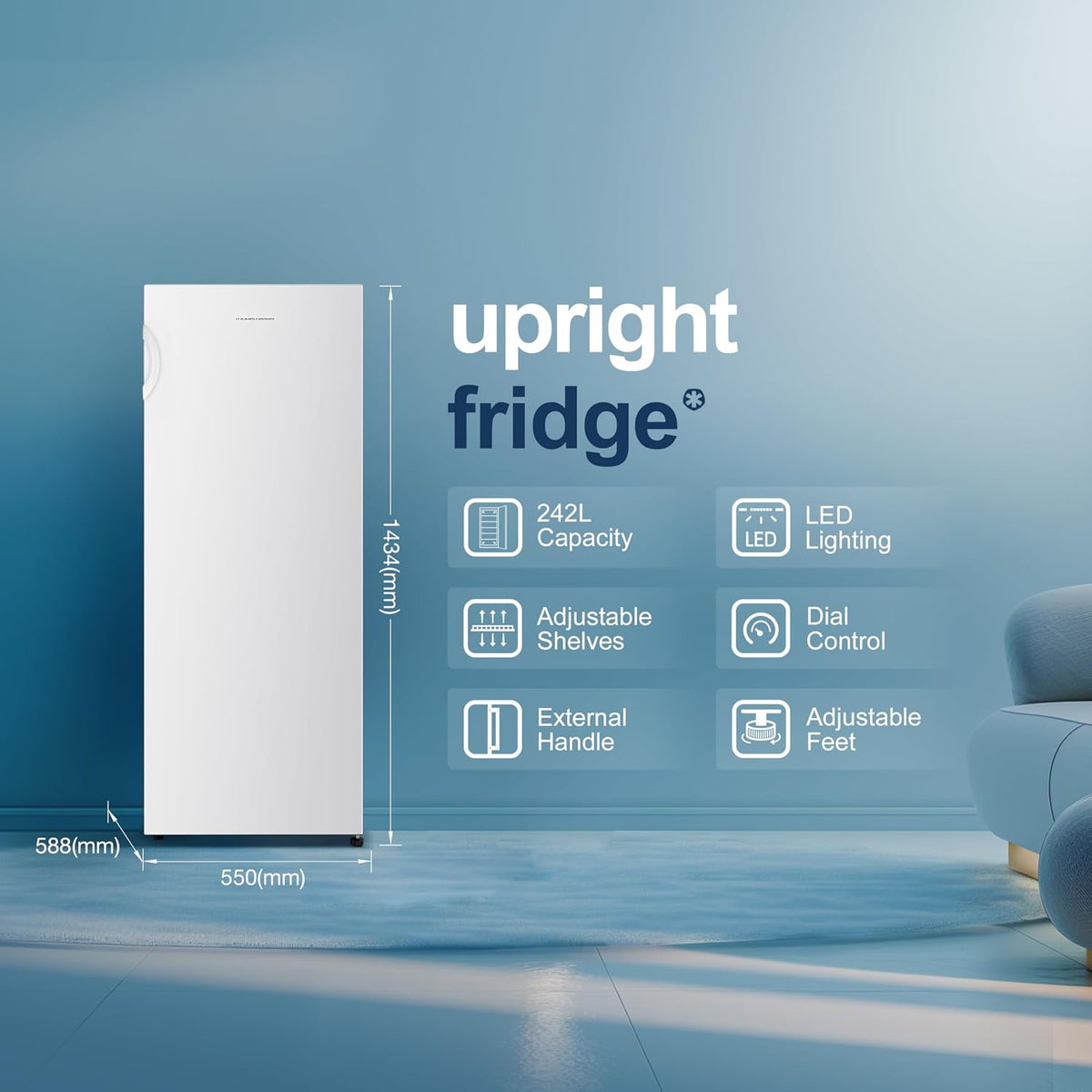Freestanding Larder Fridge 242L 55cm White