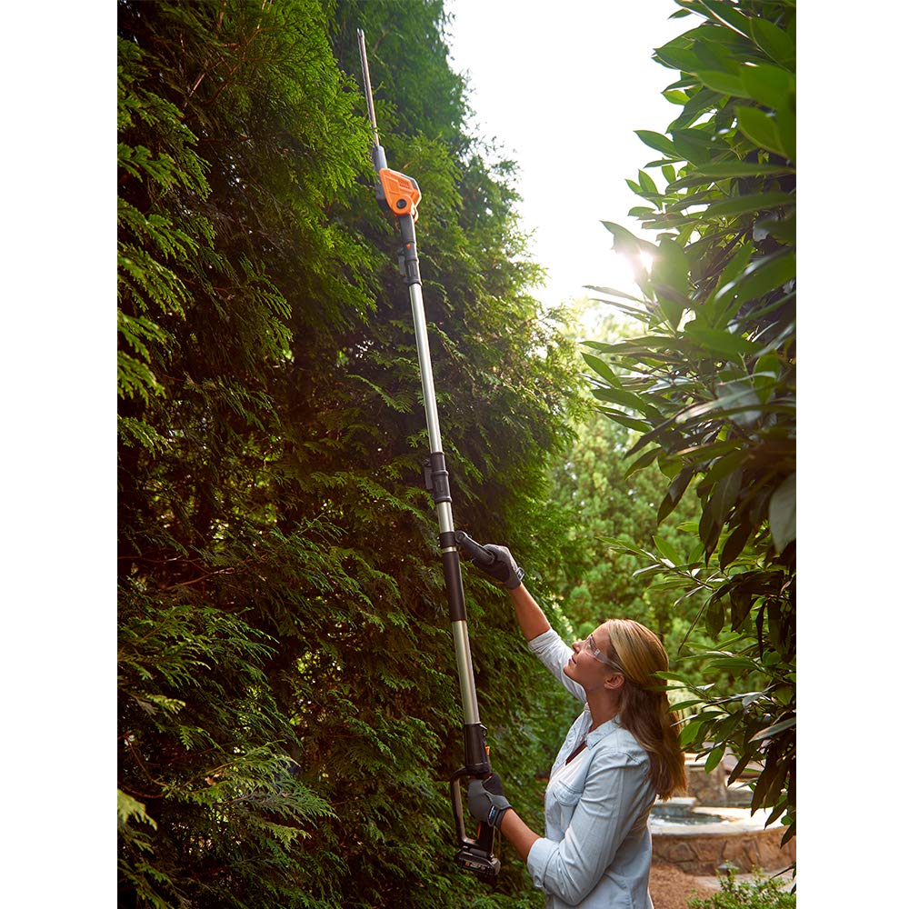 20V Cordless Pole Hedge Trimmer with 45cm Blade, Telescopic Shaft & Adjustable Head