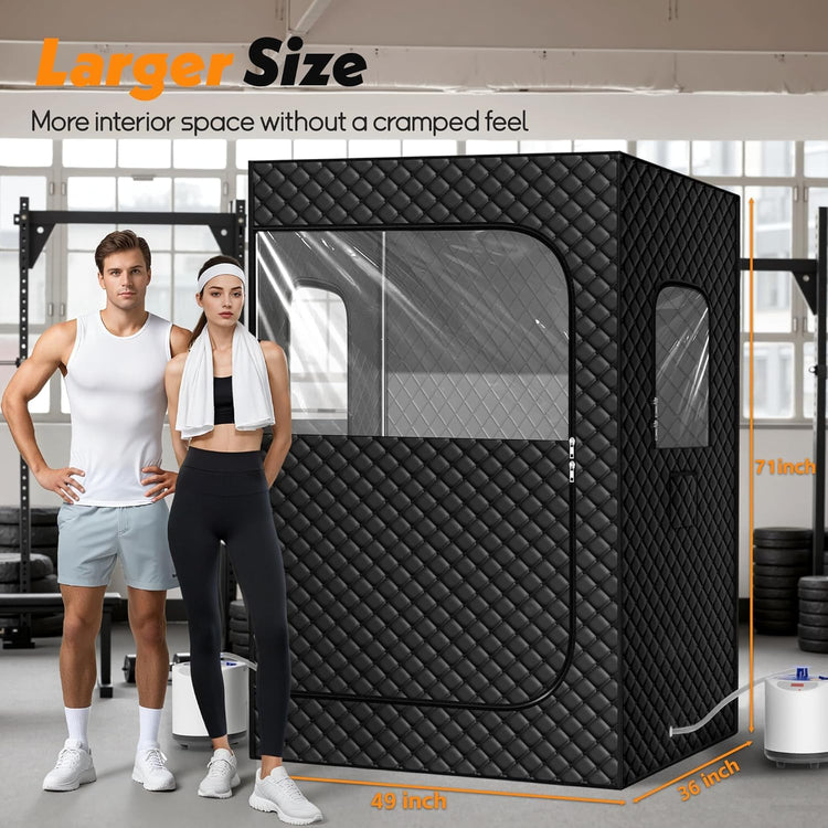 2-Person Portable Steam Sauna Tent for Home & Indoor Use - Full-Body Spa & Recovery with 9-Level Steam Control, 2 Oversized Steamers, Remote