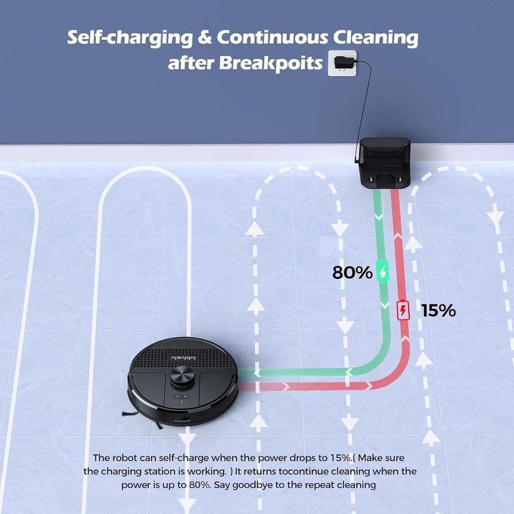 Robot Vacuum And Mop 5500Pa LiDAR Navigation 5 Maps Black
