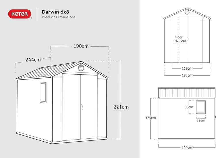 6 x 8 ft Outdoor Garden Storage Shed with Double Doors, Window & Heavy-Duty Floor Panel
