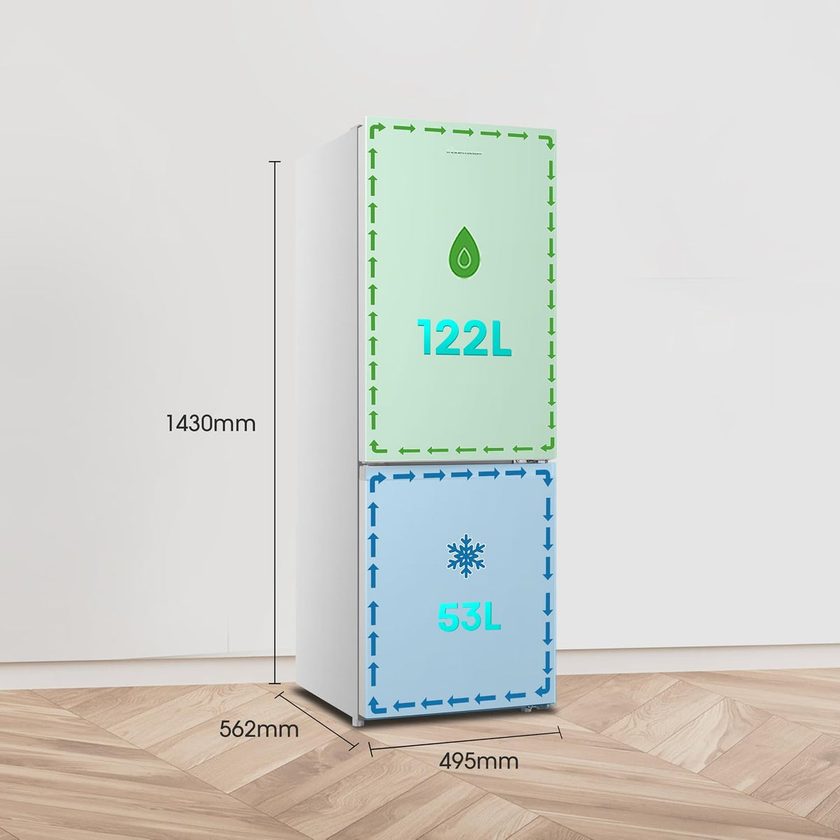 Freestanding 60/40 Split Fridge Freezer 175L White