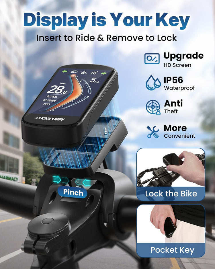 Electric Bicycle with Removable 48V Battery, Full Suspension, 7-Speed Gears, 26-Inch Fat Tires
