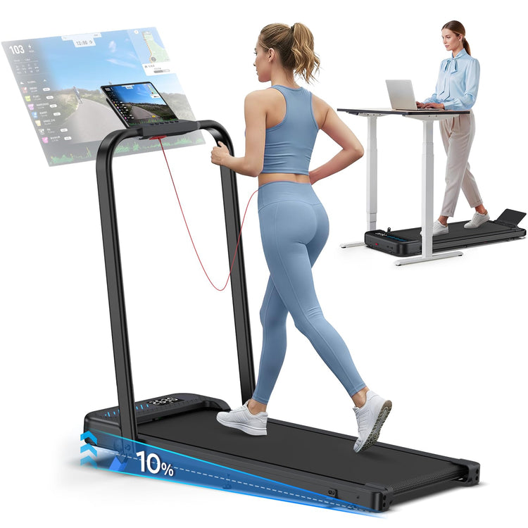 6-in-1 Foldable Treadmill with 10% Incline and Walking Pad Mode