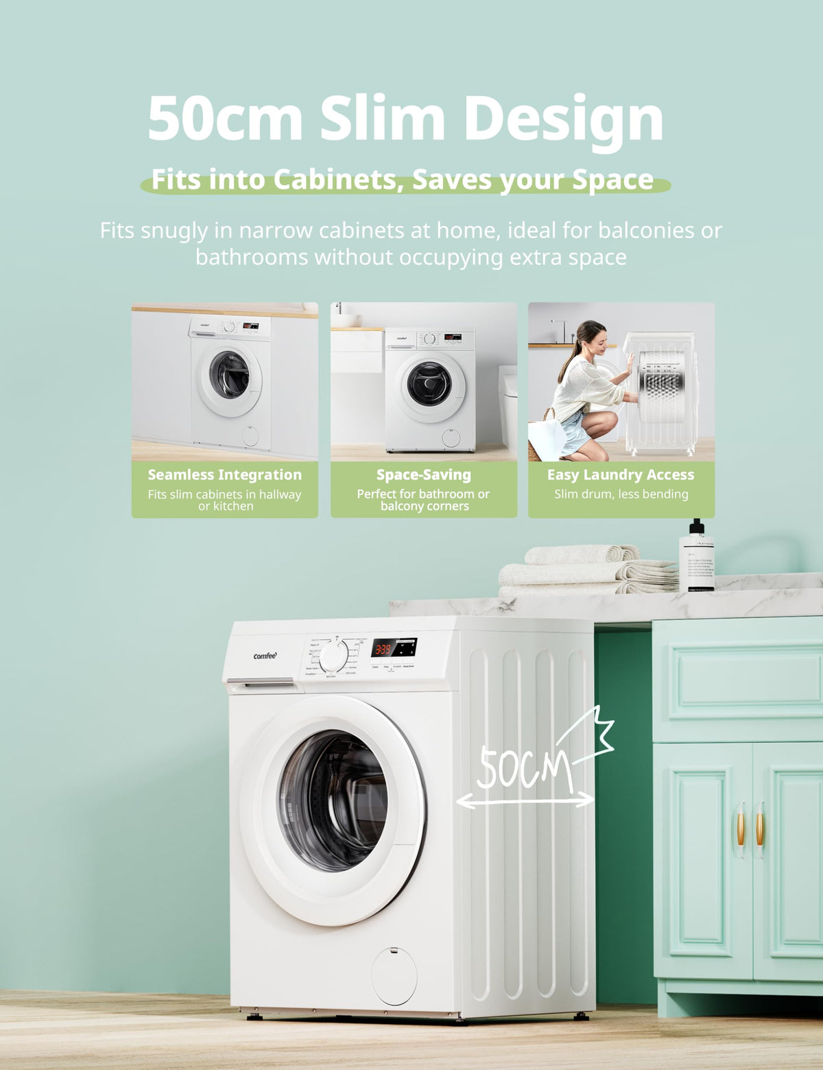 9kg Washing Machine with 1400 RPM Spin, Steam Wash & Inverter Motor - White