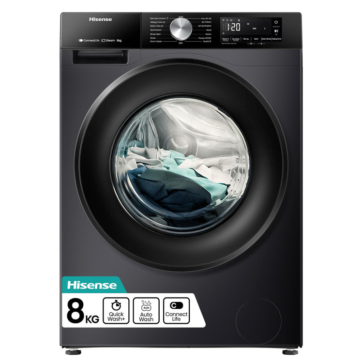 Hisense 1Q Series WF1Q1041BW Freestanding 10 KG Front Load Washing Durable Inverter Machine, Steam Wash, Quick Wash, 15 Washing Programs 1400 RPM White - Energy Rating A