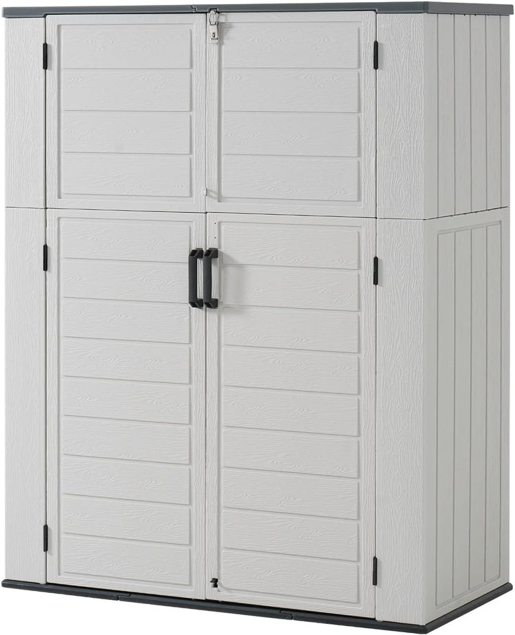Vertical Outdoor Storage Shed Weather Resistant Resin Utility Cabinet with Floor